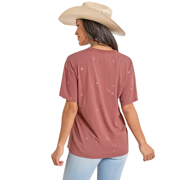 Rock & Roll Denim Women's Rust Oversized Graphic Tee Shirt