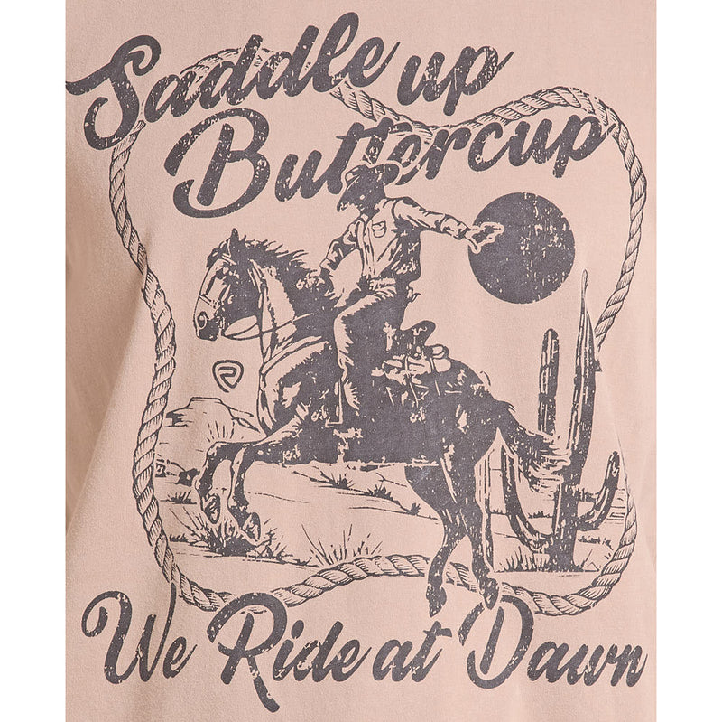 Rock & Roll Denim Women's Taupe Saddle Up Buttercup Tee Shirt