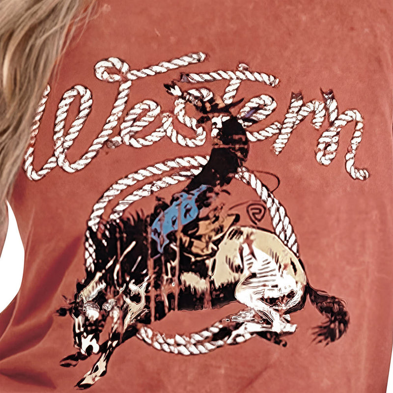 Rock & Roll Denim Women's Red Western Graphic Tee Shirt