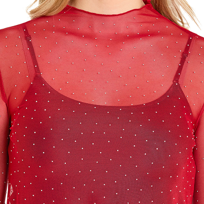 Rock & Roll Denim Women's Scarlet Rhinestone Mesh Top