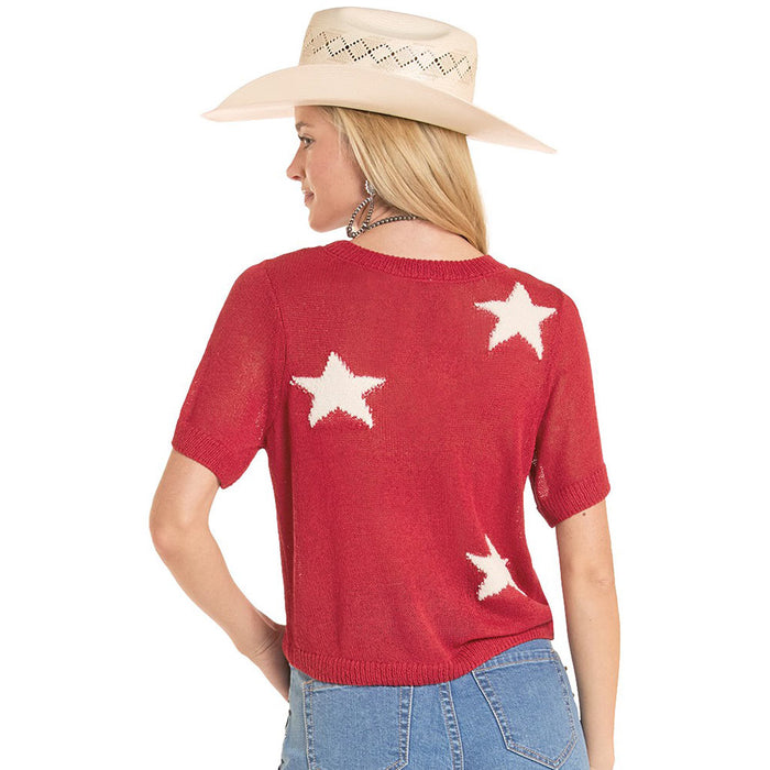Rock & Roll Denim Women's Red Star Sweater Top