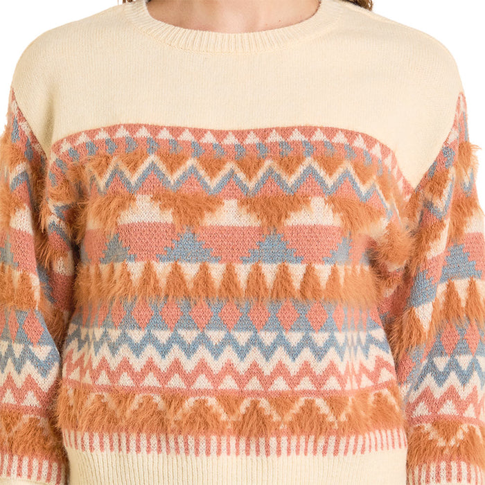 Rock & Roll Denim Women's Natural Geo Stripe Sweater