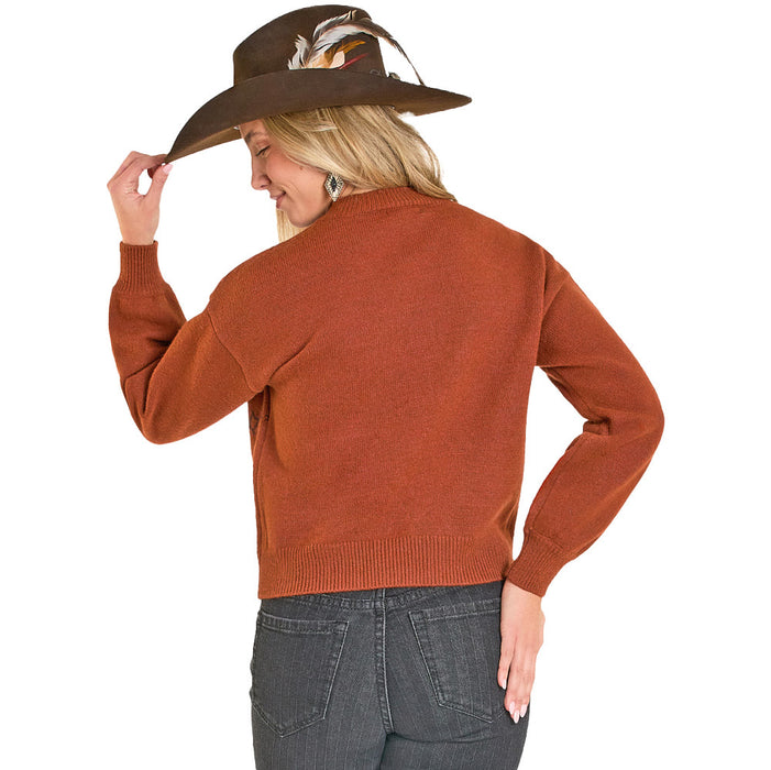 Rock & Roll Denim Women's Rust Horse Aztec Sweater