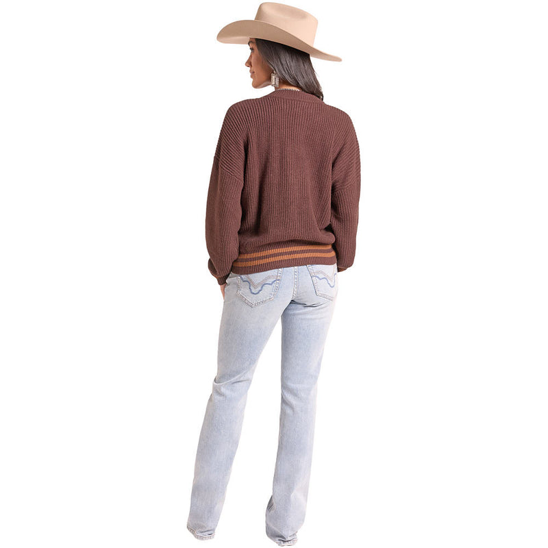 Rock & Roll Denim Women's Java Howdy Cowboys Sweater