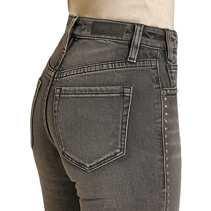 Rock & Roll Denim Women's Charcoal Studded Straight Leg Jeans