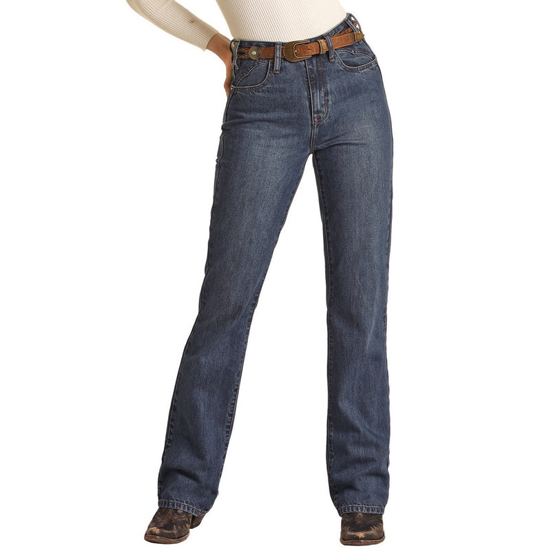 Rock & Roll Denim Womens Pocket Detail High Rise Boot