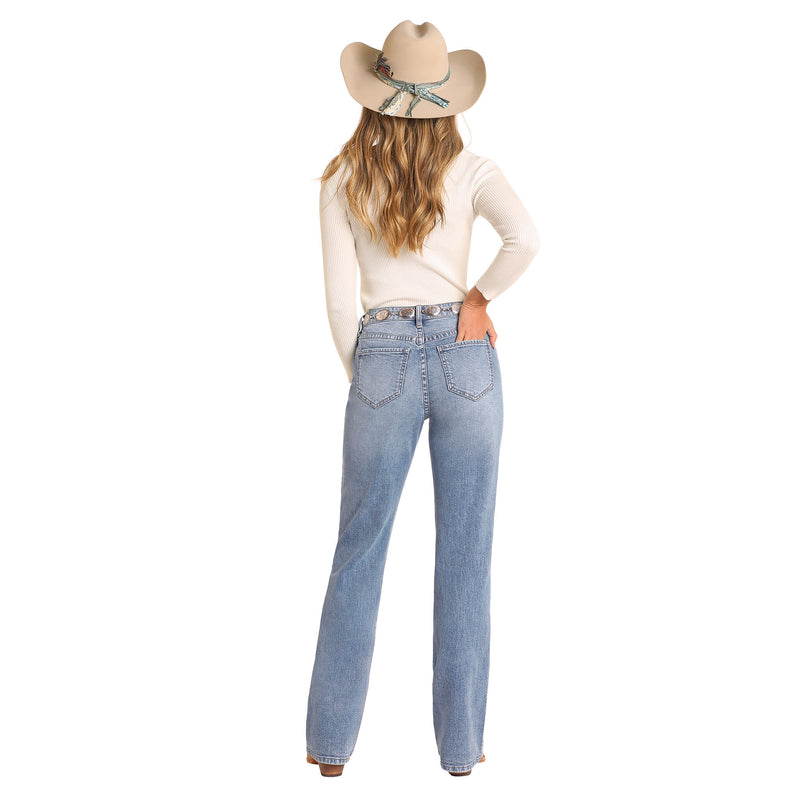 Rock & Roll Denim Women's Distressed High Rise Jean