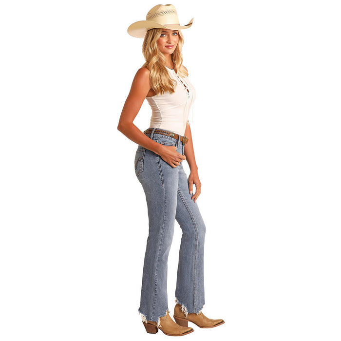 Rock & Roll Denim Signature Embroidery Mid Rise Bootcut