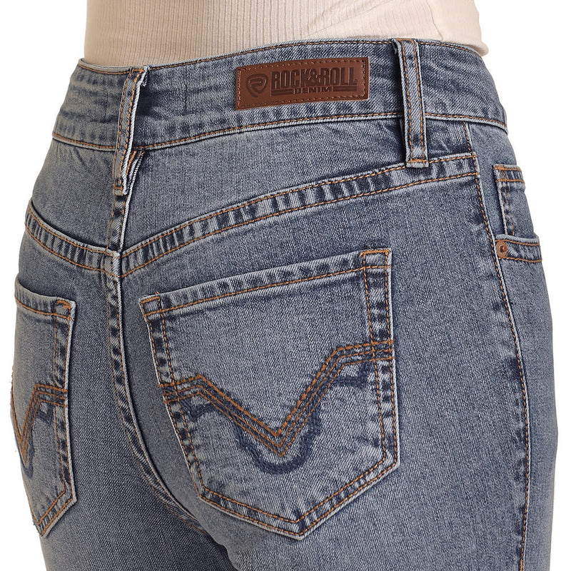 Rock & Roll Denim Signature Embroidery Mid Rise Bootcut