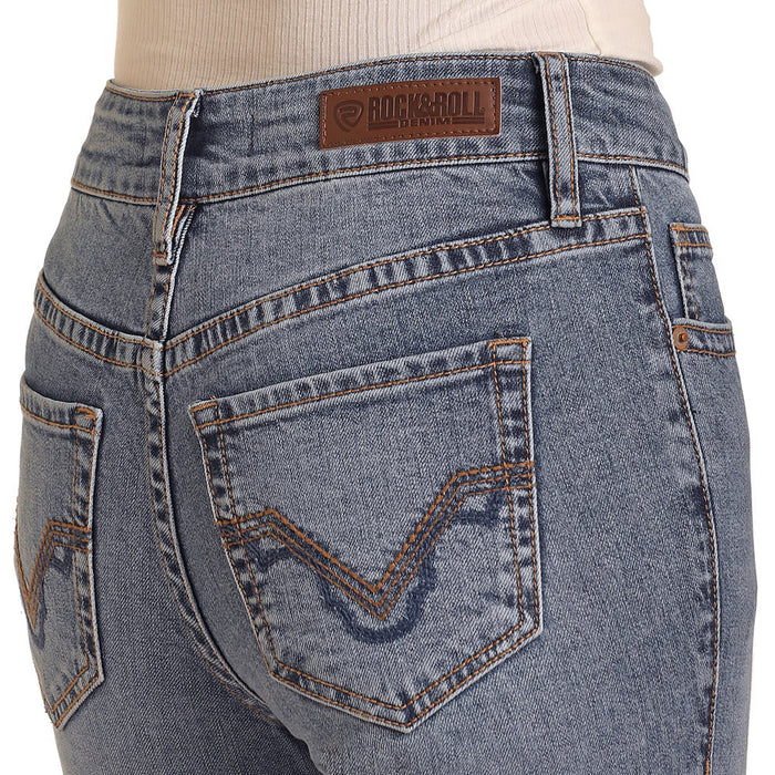 Rock & Roll Denim Signature Embroidery Mid Rise Bootcut