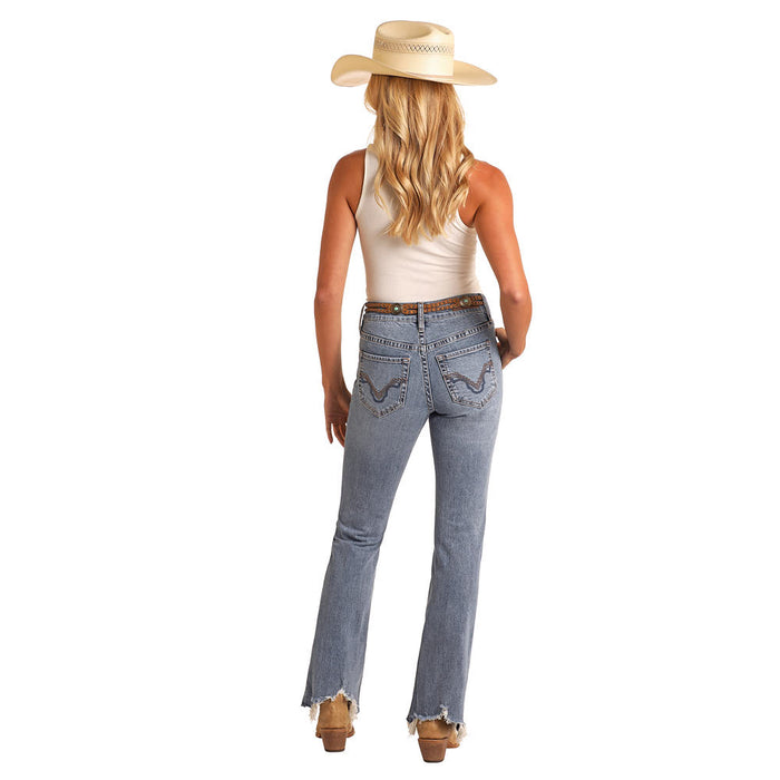 Rock & Roll Denim Signature Embroidery Mid Rise Bootcut