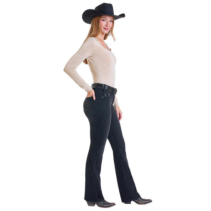 Rock & Roll Denim Women's Horseshoe Pocket Black Jean