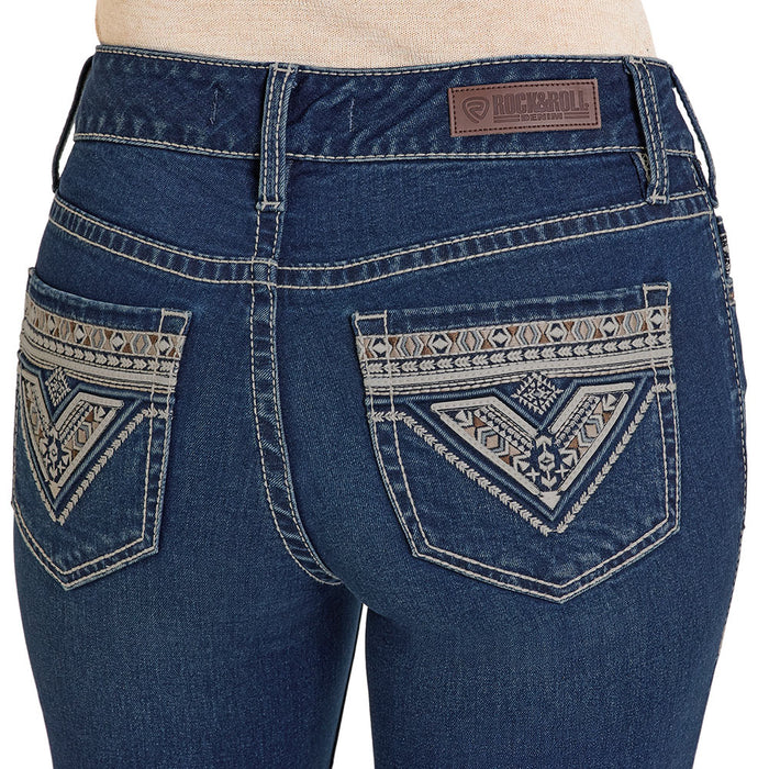 Rock & Roll Denim Women's Dark Wash Aztec Pocket Jean