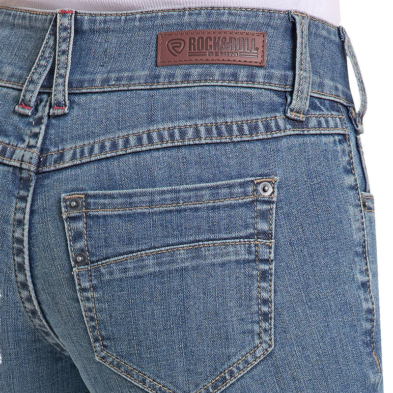 Rock & Roll Denim Women's Double Button Mid Rise Jean