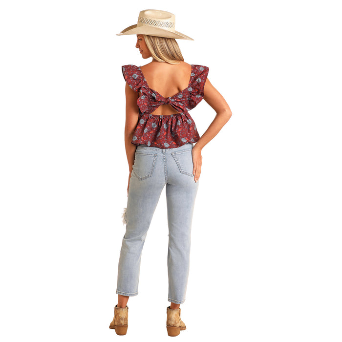 Rock & Roll Denim and Flutter Sleeve Top