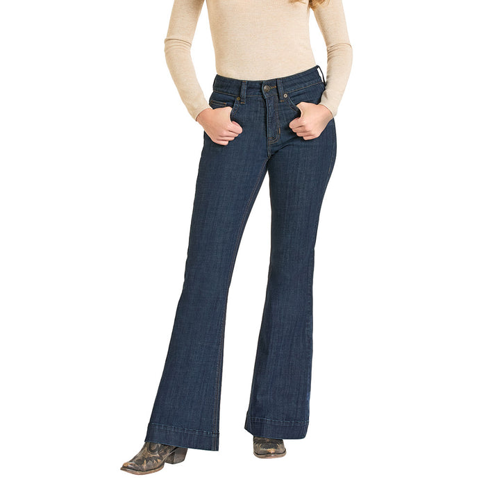 Rock & Roll Denim Women's Dark Wash High Rise Trouser