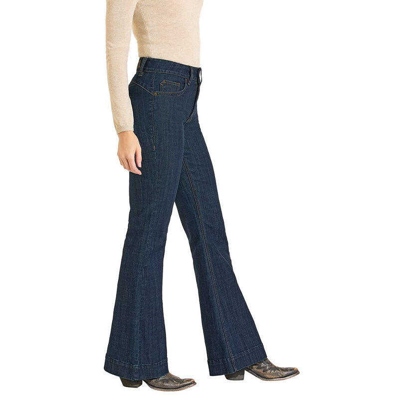 Rock & Roll Denim Women's Dark Wash High Rise Trouser