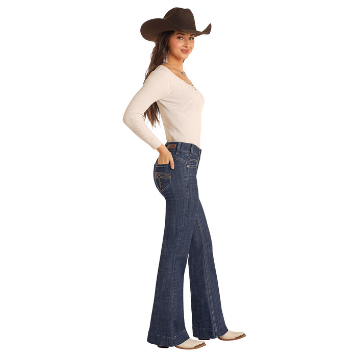 Rock & Roll Denim Women's Diamond Mid Rise Trousers