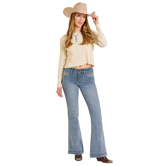 Rock & Roll Denim Women's Two Tone Mid Rise Trouser
