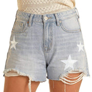 Rock & Roll Denim Women's Leather Star Patch Shorts
