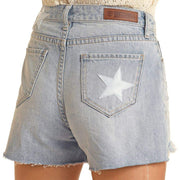 Rock & Roll Denim Women's Leather Star Patch Shorts