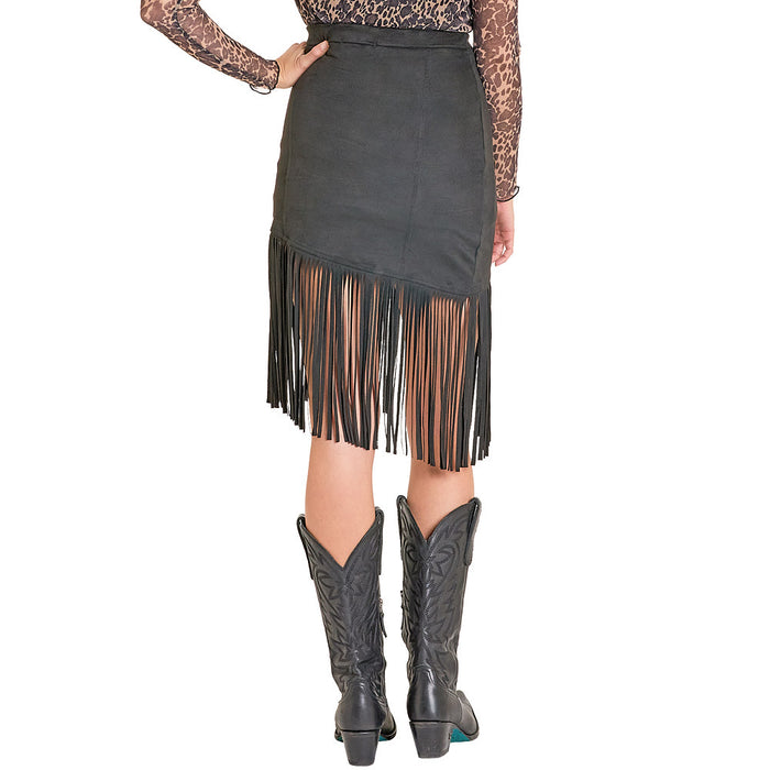 Rock & Roll Denim Women's Black Fringe Skirt