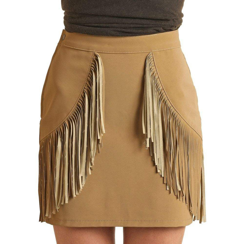 Rock & Roll Denim Womens White Leather Skirt
