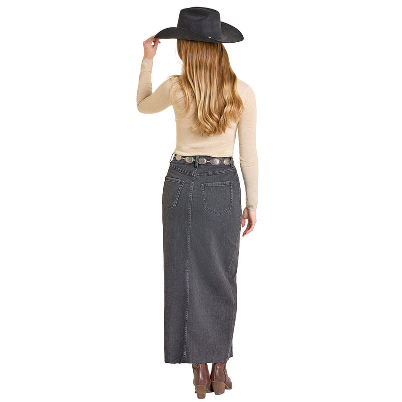 Rock & Roll Denim Women's Black Front Seam Maxi Skirt