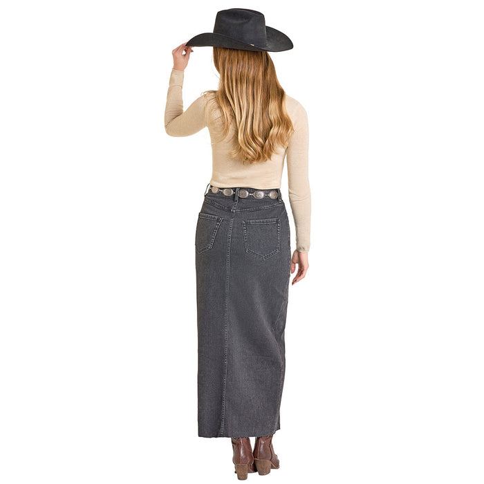 Rock & Roll Denim Women's Black Front Seam Maxi Skirt