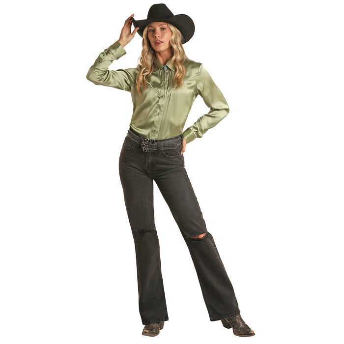 Rock & Roll Denim Womens Black High Rise Flare
