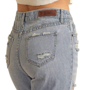 Rock & Roll Denim Women's Light Wash High Rise Flare Jeans