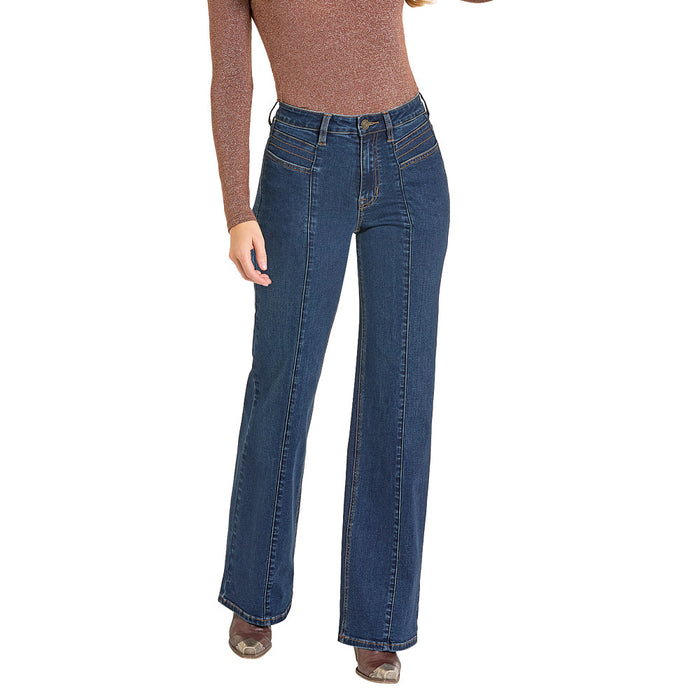 Rock & Roll Denim Women's Front Seam Relaxed Flare Jeans