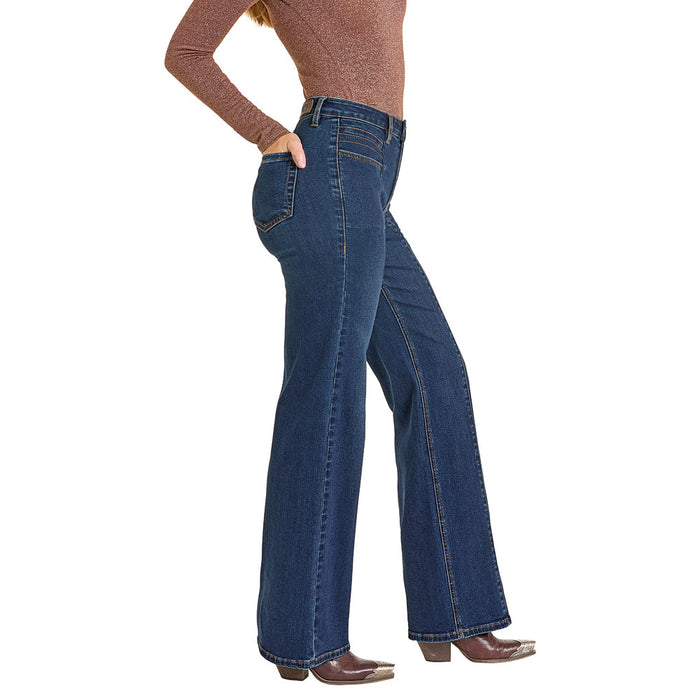 Rock & Roll Denim Women's Front Seam Relaxed Flare Jeans