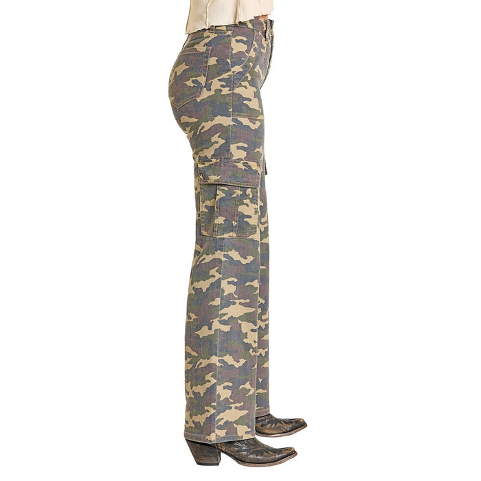 Rock & Roll Denim Women's Camo Cargo Relaxed Wide Leg Pants