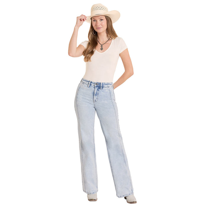 Rock & Roll Denim Women's Light Wash Relaxed Wide Leg Jeans