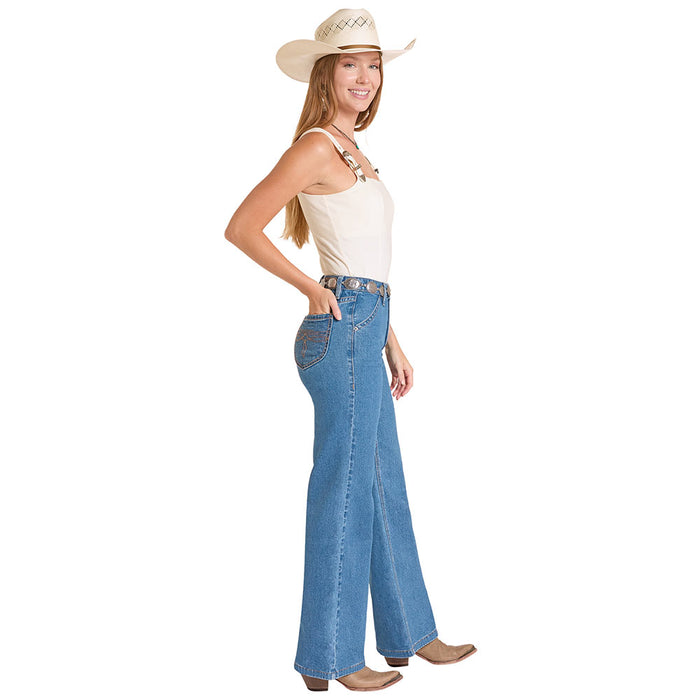 Rock & Roll Denim Women's Boot Stitch Pocket Wide Leg Jeans