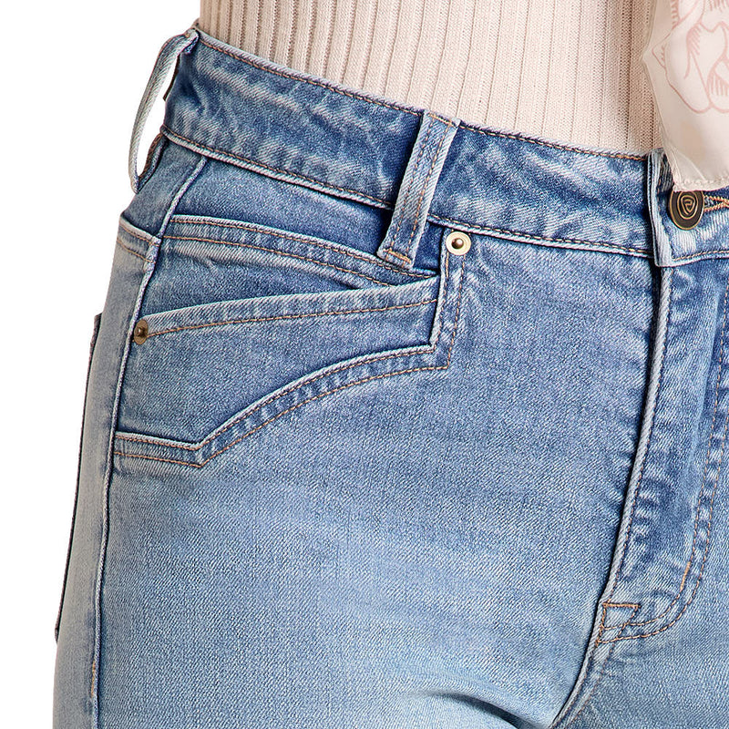 Rock & Roll Denim Women's Scalloped Pocket Wide Leg Jeans