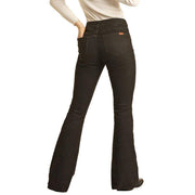 Rock & Roll Denim Womens Reversible Button Flare Jeans