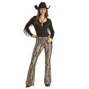 Rock & Roll Denim Womens Reversible Button Flare Jeans