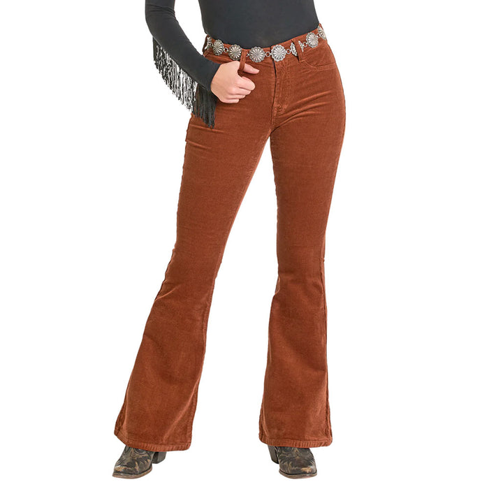 Rock & Roll Denim Women's Brick Corduroy Button Flare Jean
