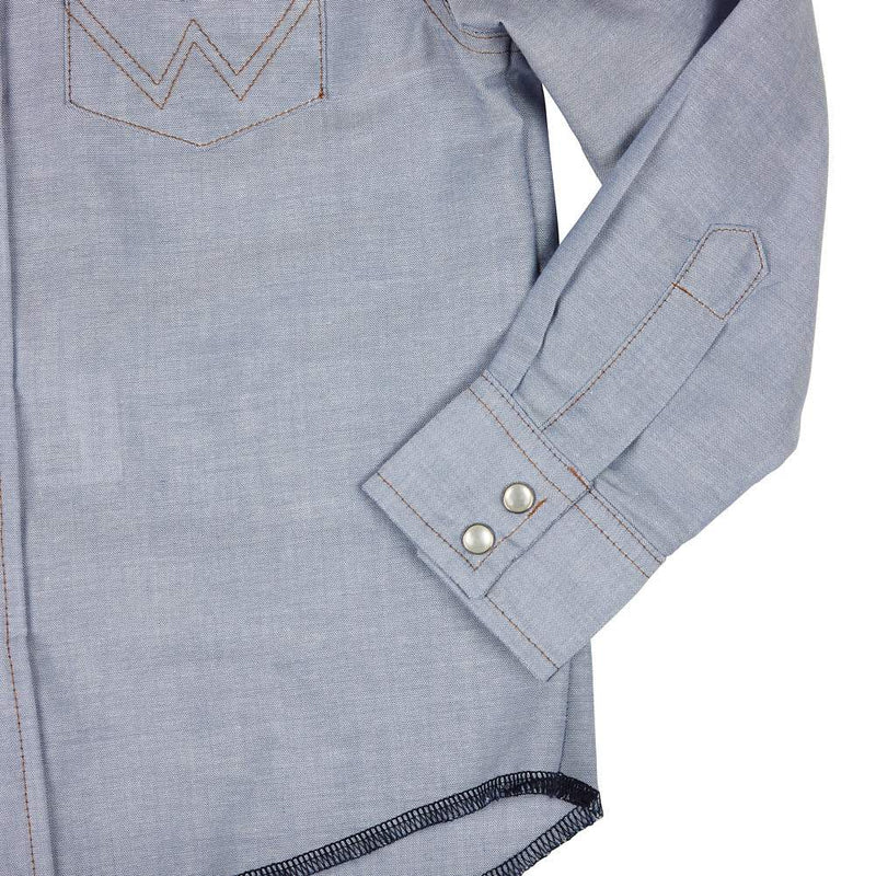 Wrangler Boys Cowboy Cut Blue Chambray Snap Shirt