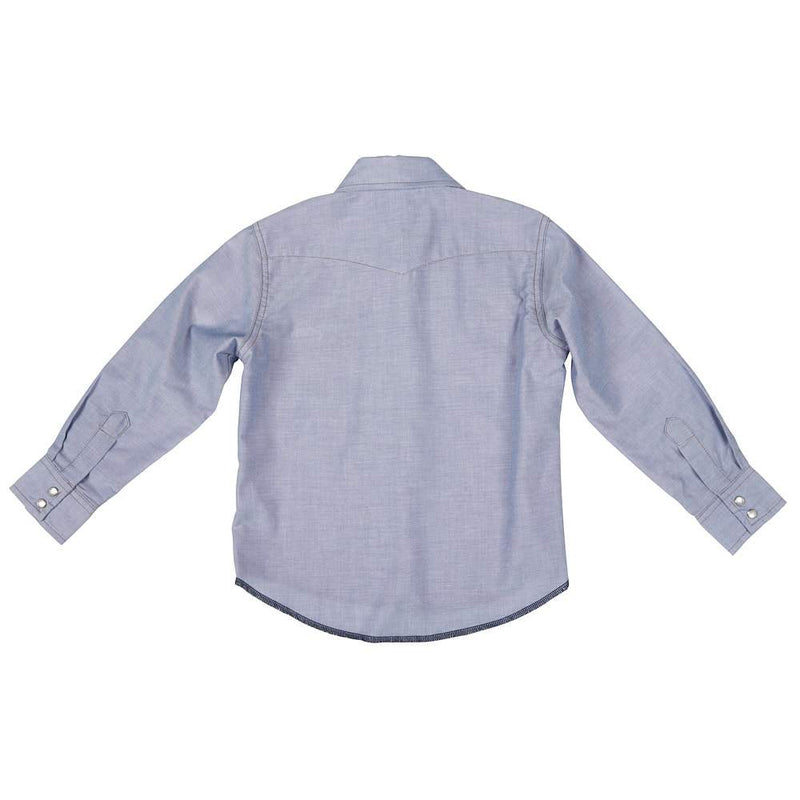 Wrangler Boys Cowboy Cut Blue Chambray Snap Shirt
