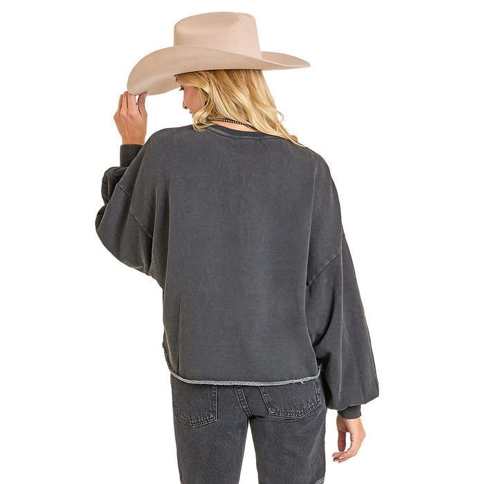 Rock & Roll Denim Women's Black Embroidered Sweatshirt