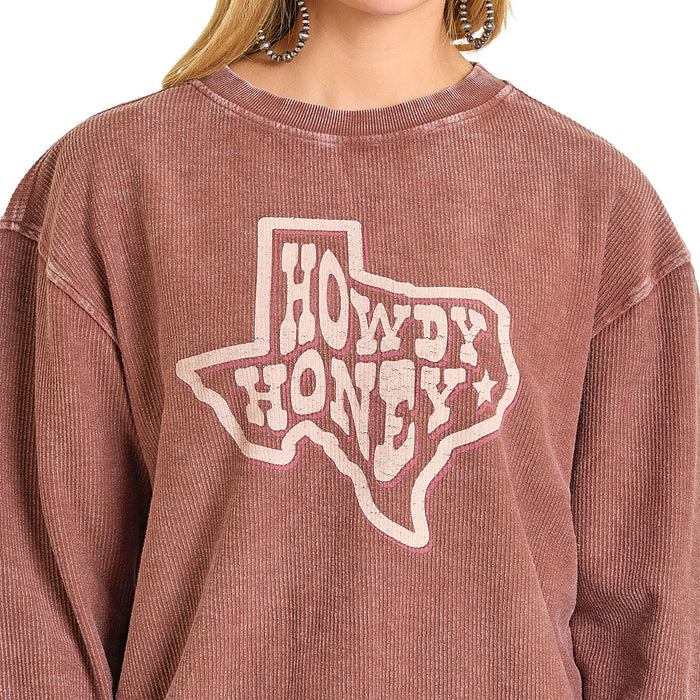 Rock & Roll Denim Women's Howdy Honey Chocolate Pullover