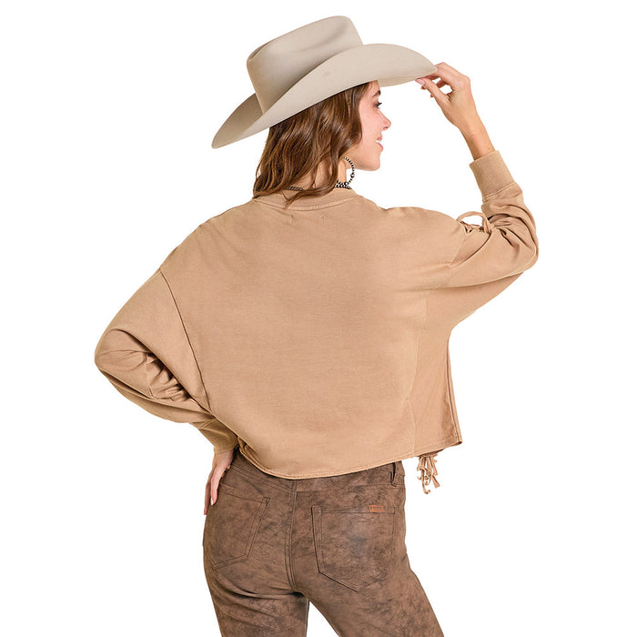 Rock & Roll Denim Women's Beige Howdy Fringe Pullover