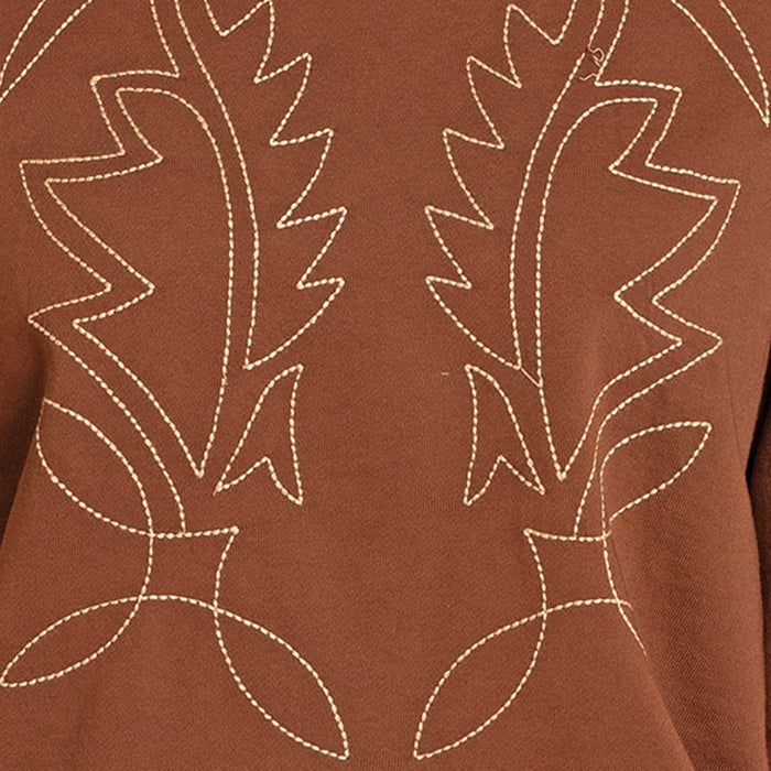 Rock & Roll Denim Women's Brown Boot Stitch Sweater