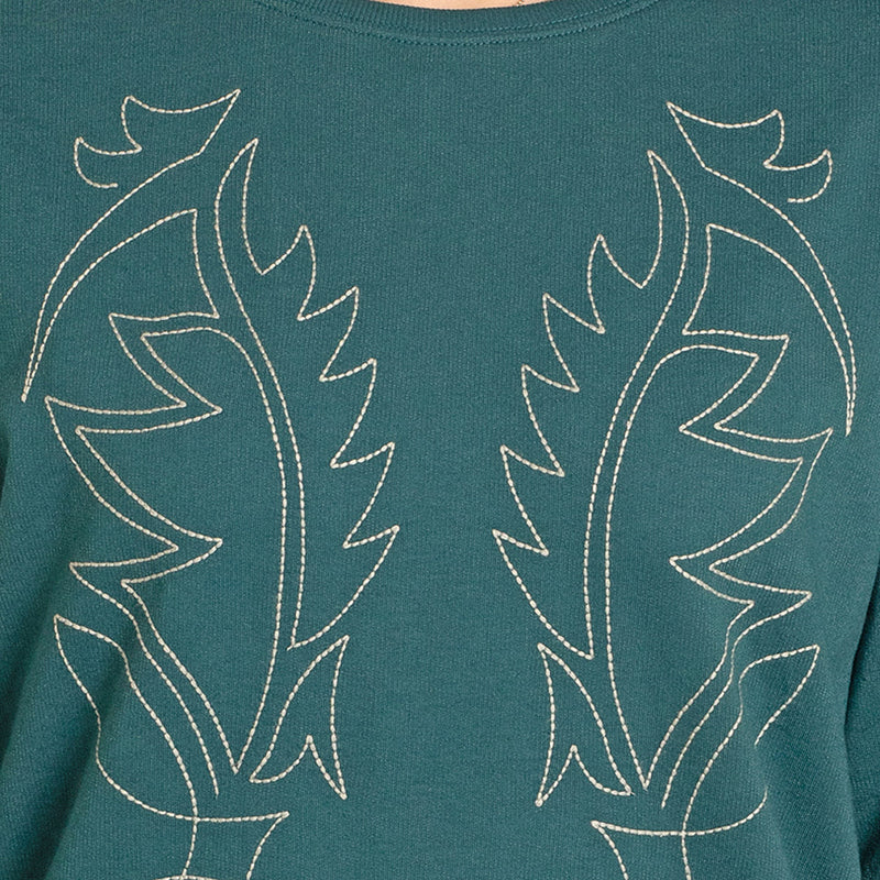 Rock & Roll Denim Women's Teal Boot Stitch Sweatshirt