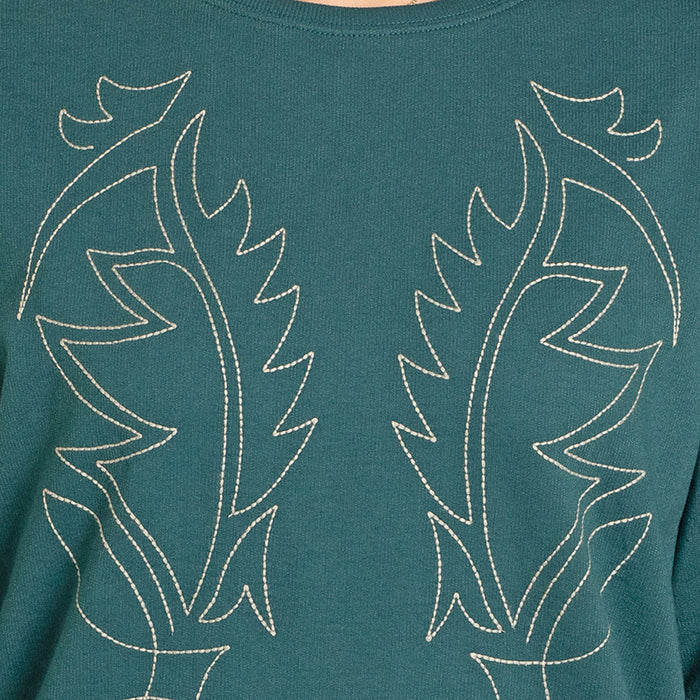 Rock & Roll Denim Women's Teal Boot Stitch Sweatshirt