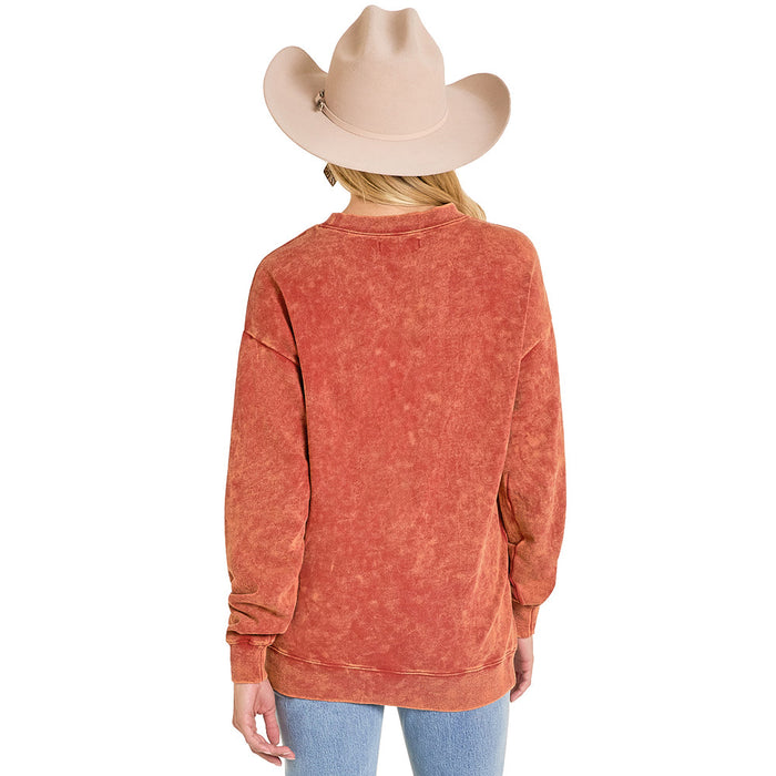 Rock & Roll Denim Women's Rust Oversized Graphic Pullover