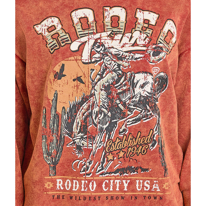 Rock & Roll Denim Women's Rust Oversized Graphic Pullover